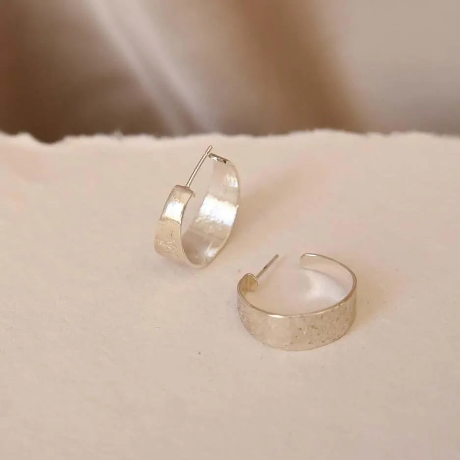 Silver Raw Minimal Hoop Earrings