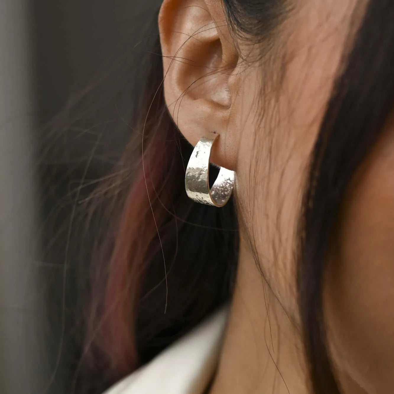 Silver Raw Minimal Hoop Earrings