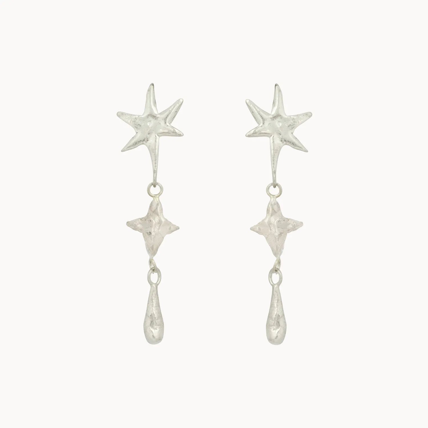 Silver Shooting Star Dangle Earrings