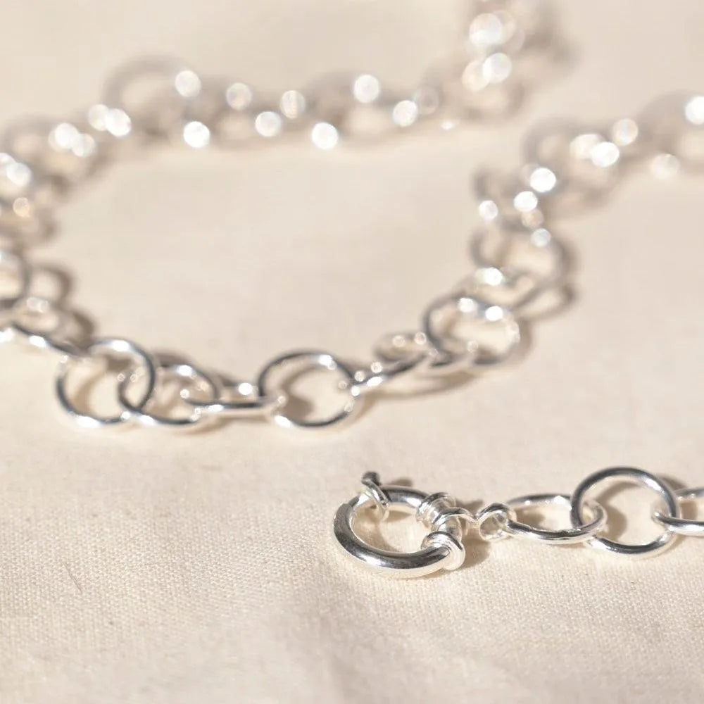 Silver Statement Connected Link Choker Necklace