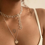 Silver Statement Connected Link Choker Necklace