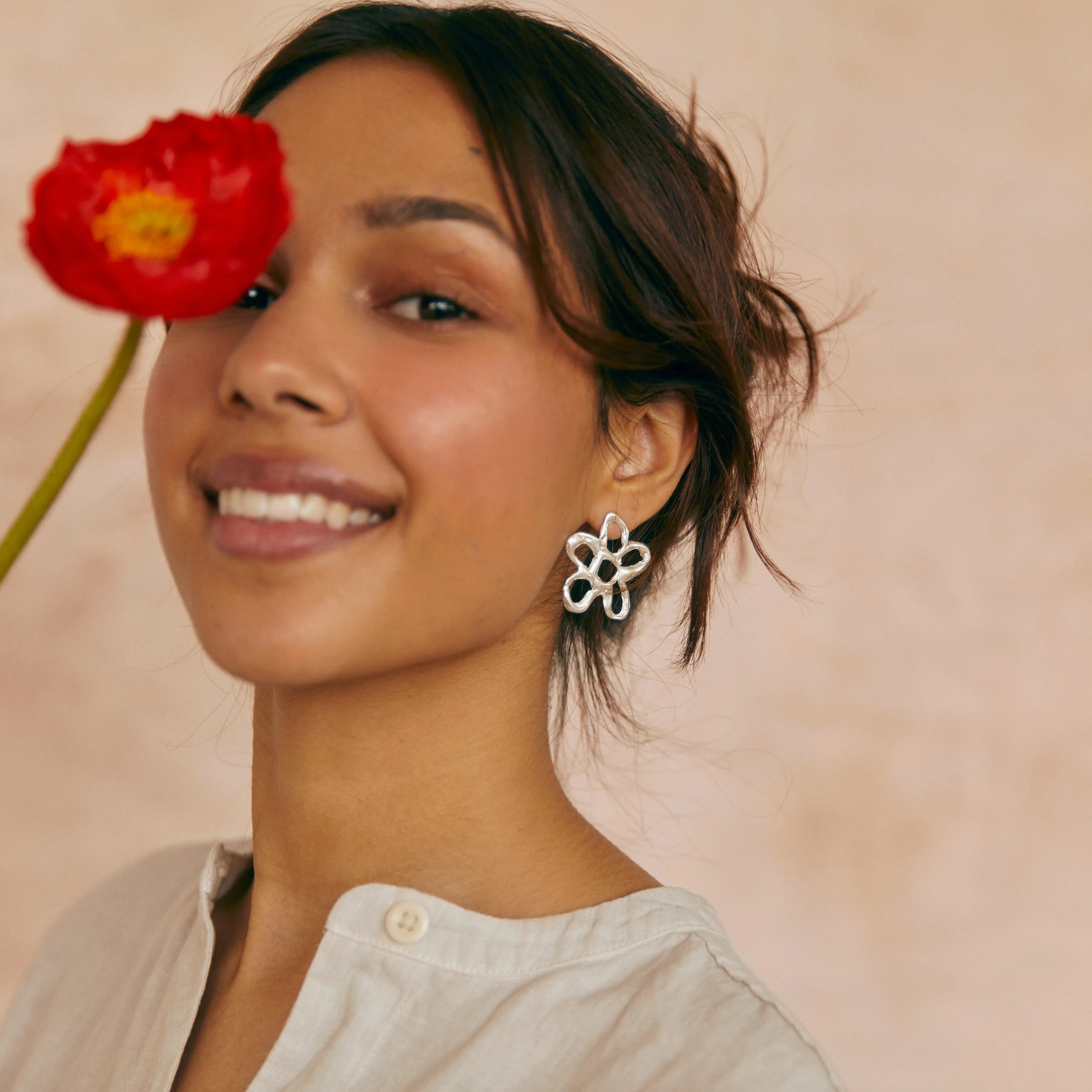 Silver Statement Flower Studs