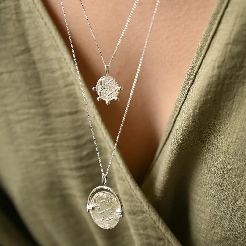 Silver Tesoro Coin Fragment Pendant Necklace