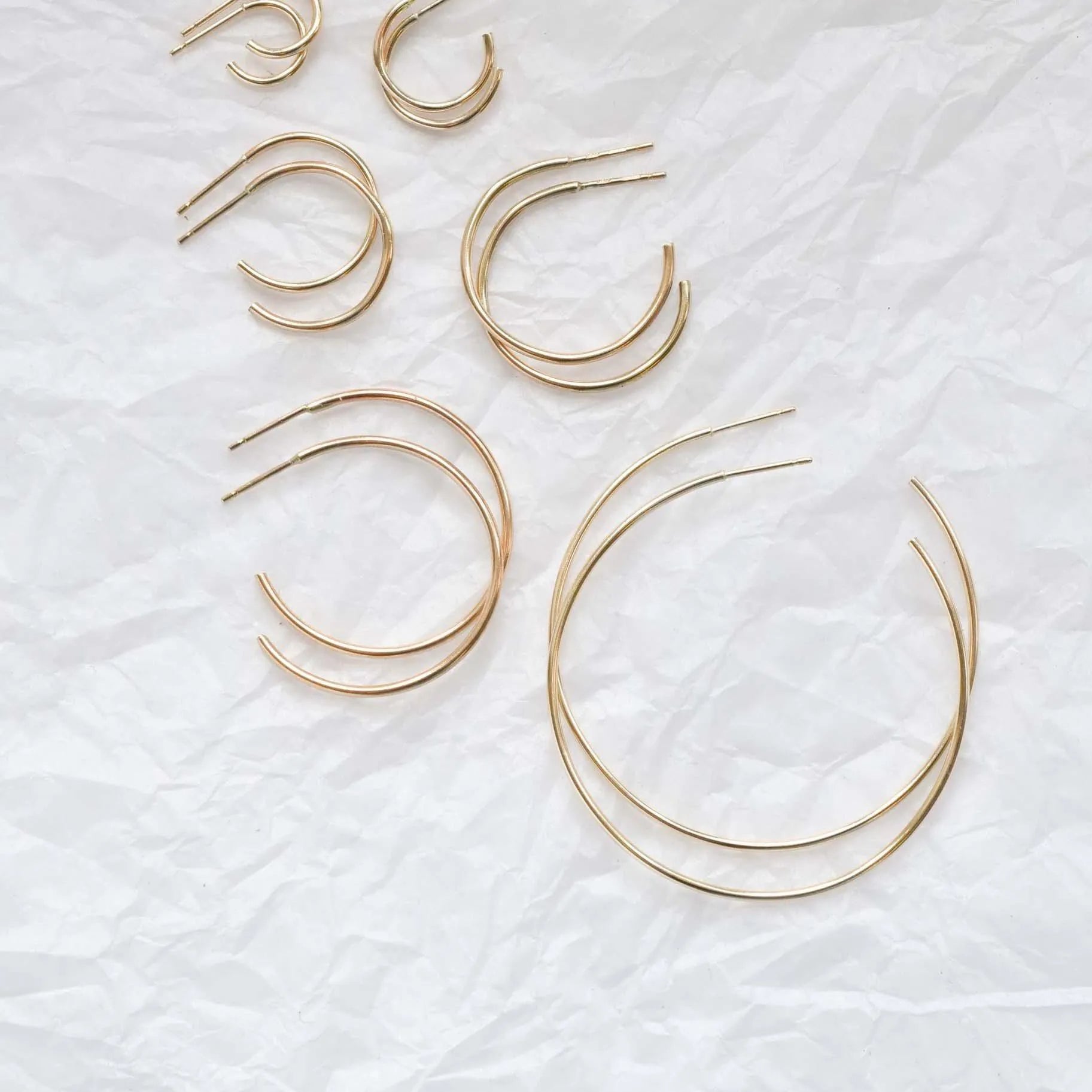 Solid Gold Sensitive Ears Medium Delicate Hoop Earrings