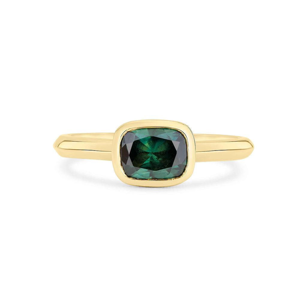 Solitaire Green Sapphire East to West Engagement Ring