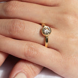 Solitaire Round Bezel Set Diamond Engagement Ring with Textured Band