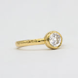 Solitaire Round Bezel Set Diamond Engagement Ring with Textured Band