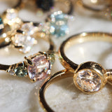 18ct Yellow Gold Pink and Green Sapphire Engagement Ring with Diamonds