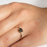 Solitaire Round Green Sapphire Engagement Ring