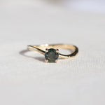 Solitaire Round Green Sapphire Engagement Ring