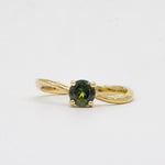 Solitaire Round Green Sapphire Engagement Ring