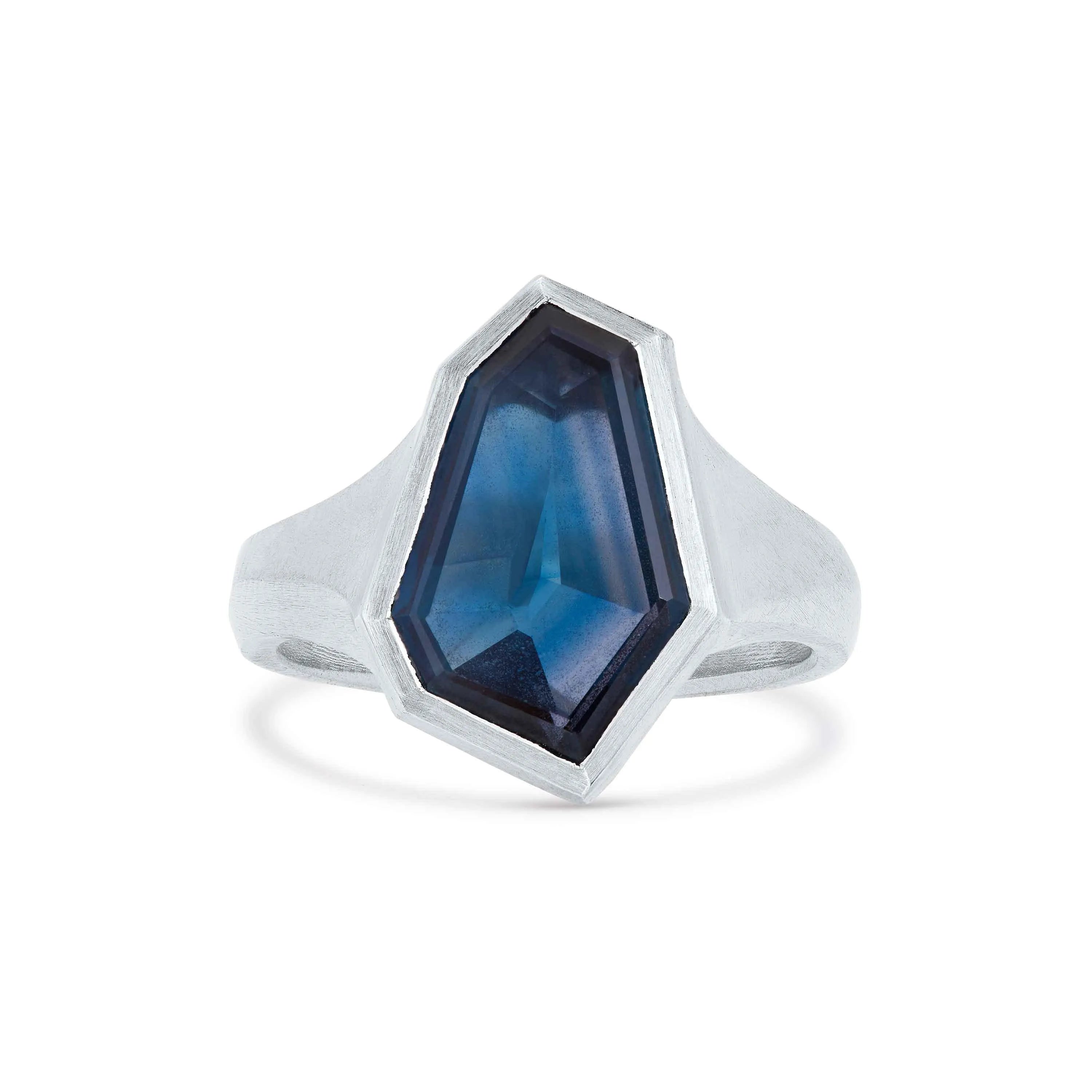 Statement 18ct White Gold Kite Sapphire Engagement Ring