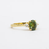 18ct Gold Three Stone Green Sapphire Wedfit Engagement Ring-Engagement Rings-Wild Fawn Jewellery