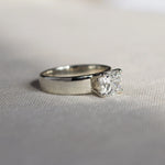 Wide Band Engagement Ring with Cushion Cut Diamond
