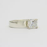 Wide Band Engagement Ring with Cushion Cut Diamond