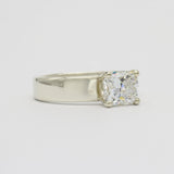 Wide Band Engagement Ring with Cushion Cut Diamond