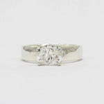 Wide Band Engagement Ring with Cushion Cut Diamond