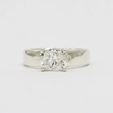 Wide Band Engagement Ring with Cushion Cut Diamond