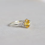 Yellow Sapphire and Lab Grown Diamond Engagement Ring