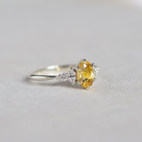 Yellow Sapphire and Lab Grown Diamond Engagement Ring