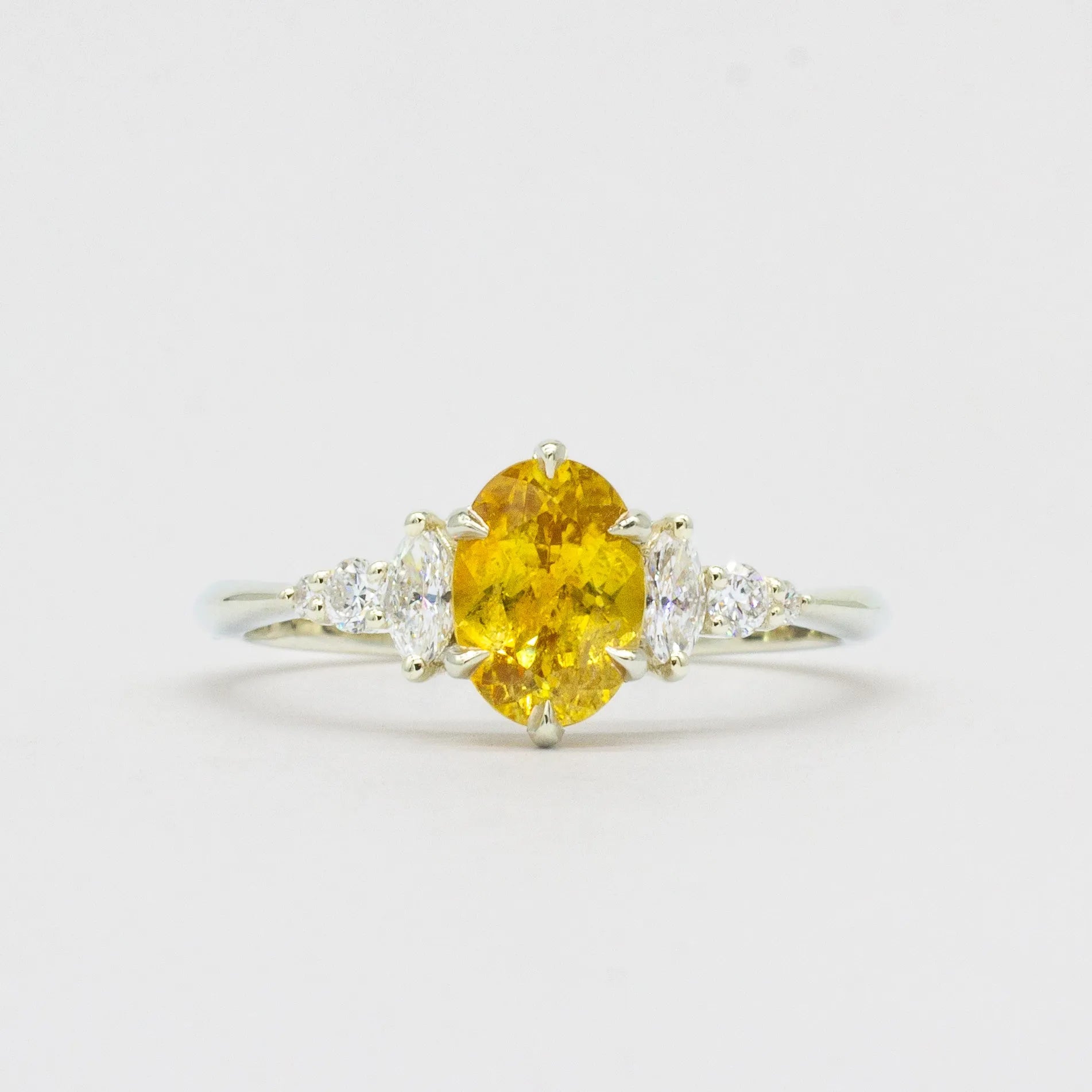 Yellow Sapphire and Lab Grown Diamond Engagement Ring