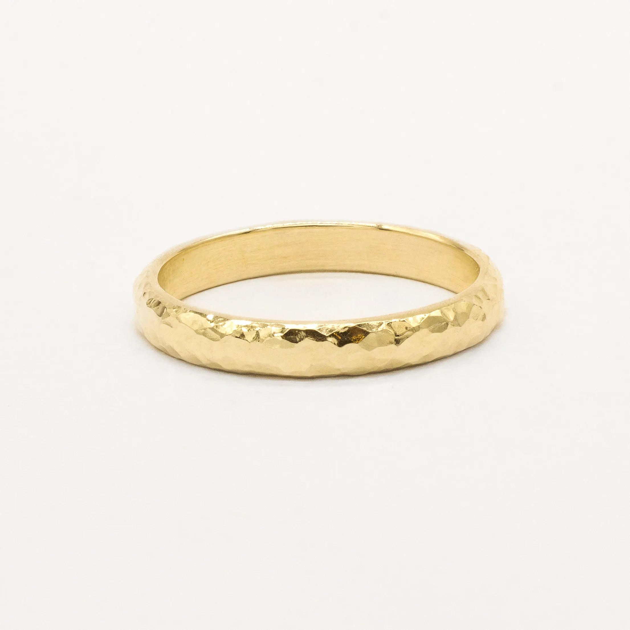 The Dainty Hammered Wedding Ring - D Shape-Wedding Ring-Wild Fawn Jewellery