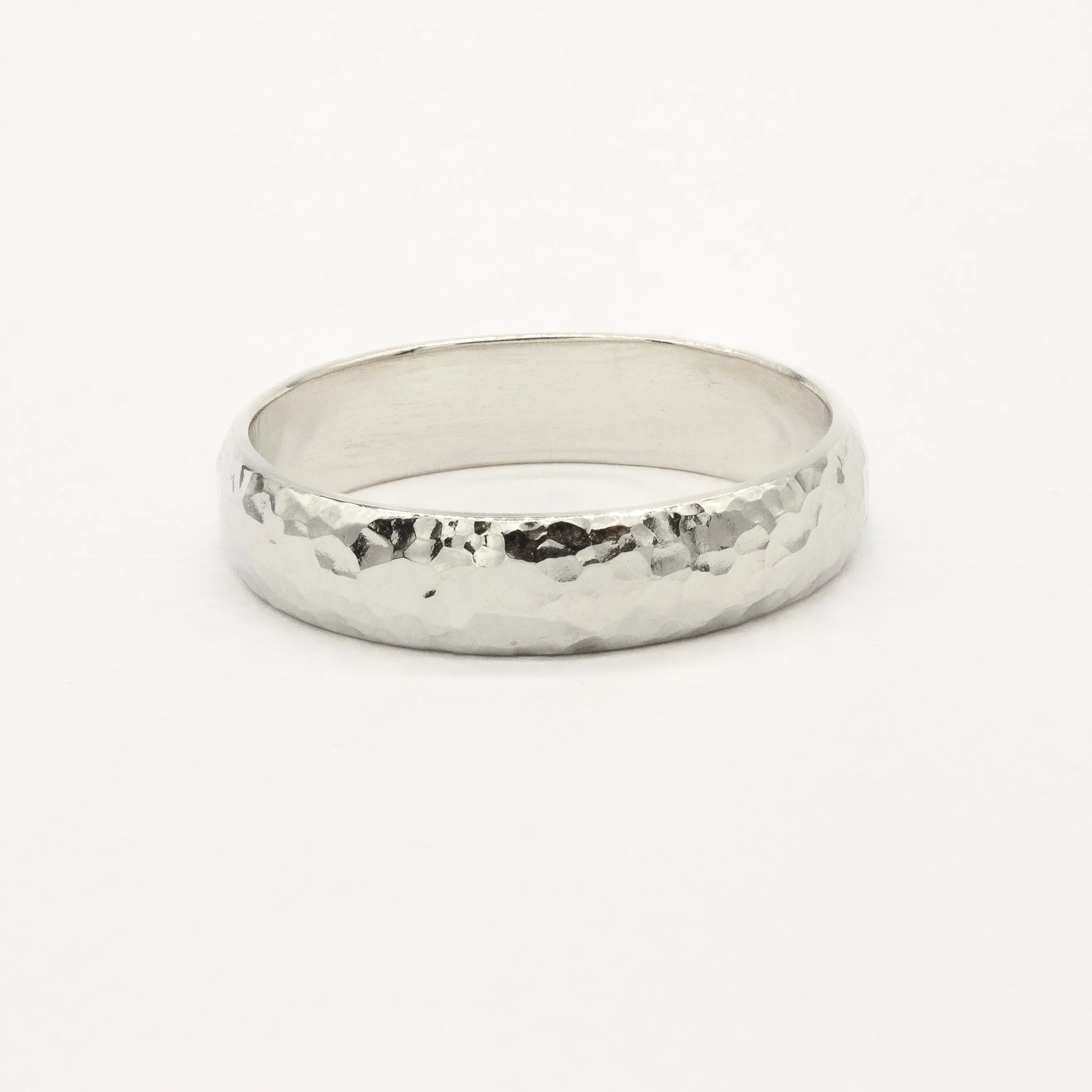 The Dainty Hammered Wedding Ring - D Shape-Wedding Ring-Wild Fawn Jewellery