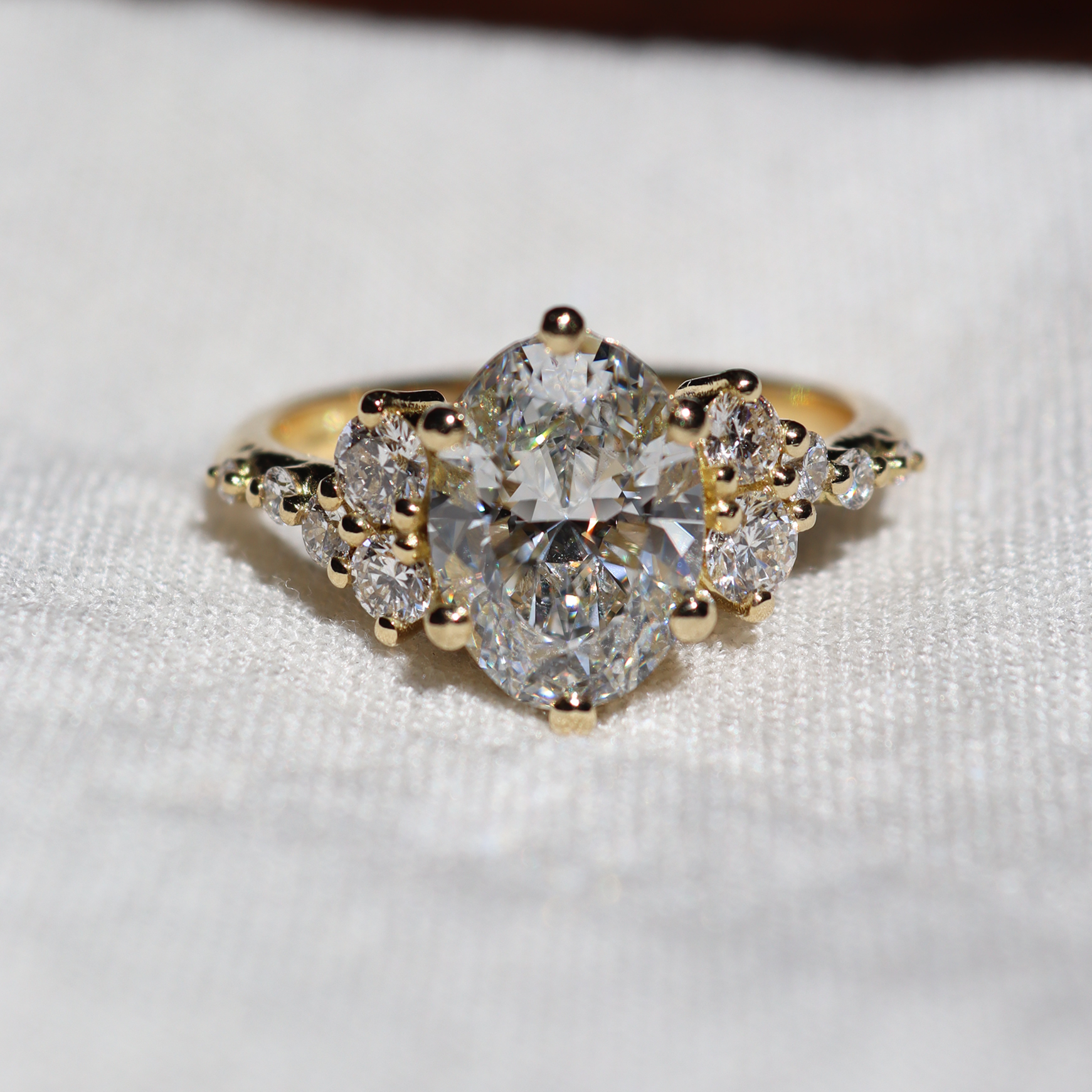 11 stone diamond cluster bespoke engagement ring
