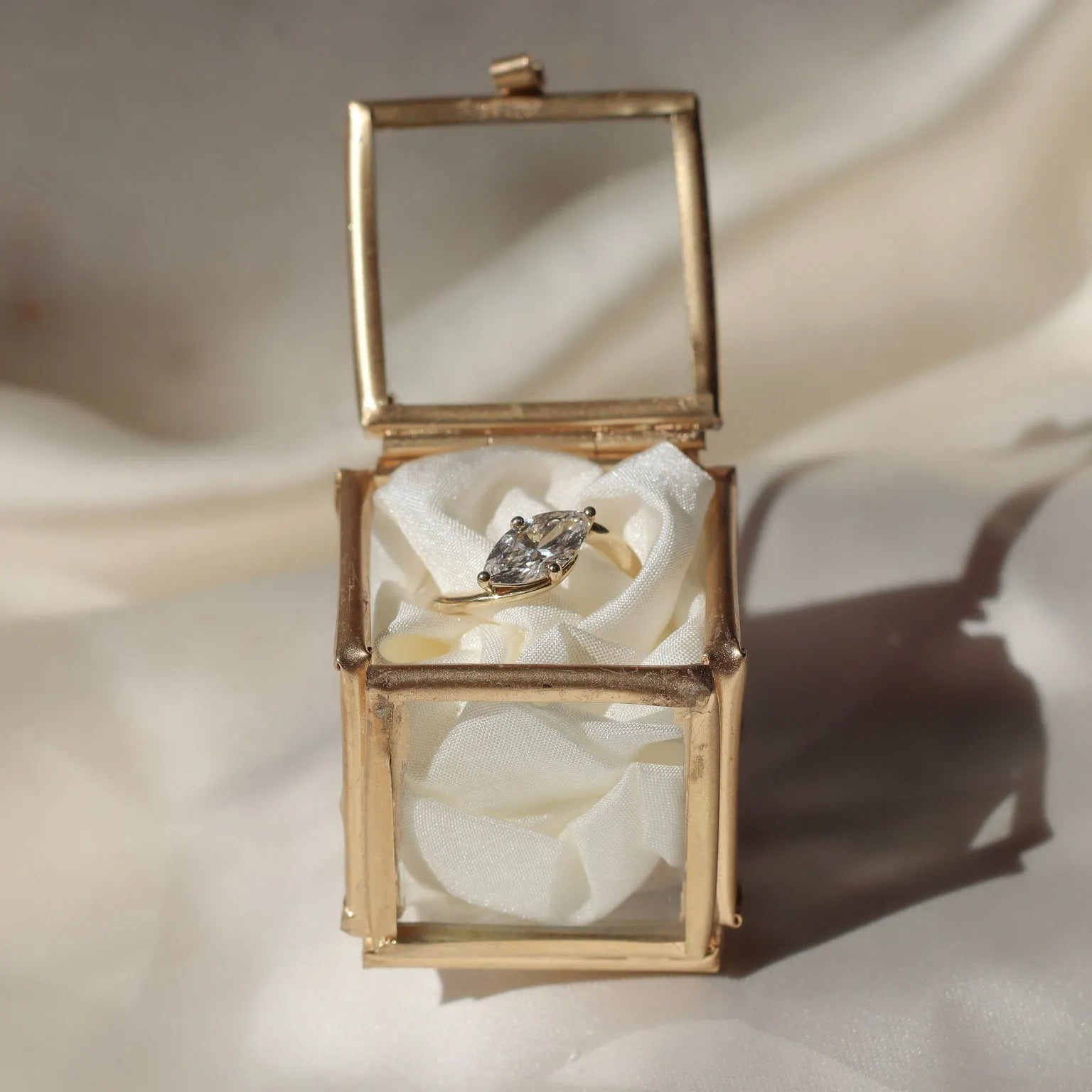 Asymmetric Cluster Green and Pink/Peach Sapphire Engagement Ring-Engagement Rings-Wild Fawn Jewellery