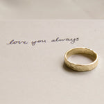 9ct Gold Personalised Handwriting Hammered Ring-Ring-Wild Fawn Jewellery