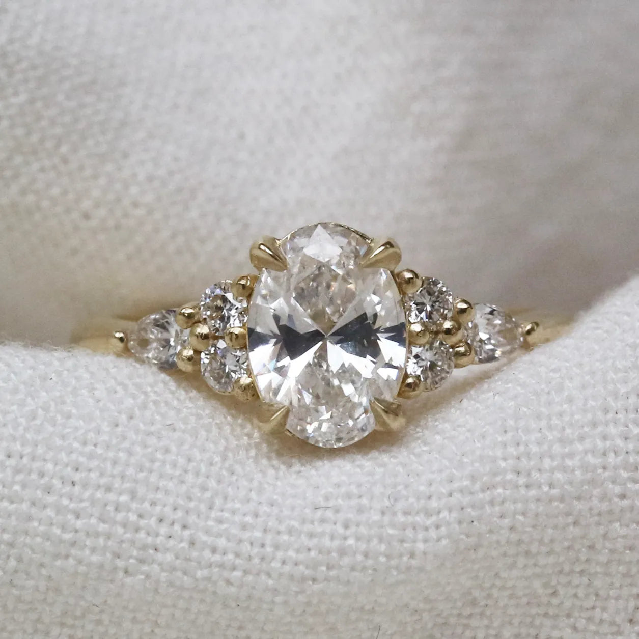 lab grown diamond and recycled gold engagement ring