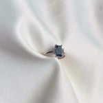 18ct White Gold Blue Sapphire Baguette Three Stone Engagement Ring