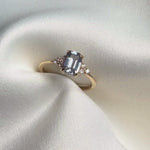 Light Blue Sapphire Baguette Cluster Engagement Ring