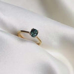 18ct Yellow Gold Double Prong Green Sapphire Engagement Ring