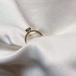 Round Blue Sapphire and Diamond Engagement Ring