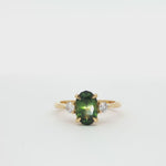 green sapphire trilogy engagement ring 360 video