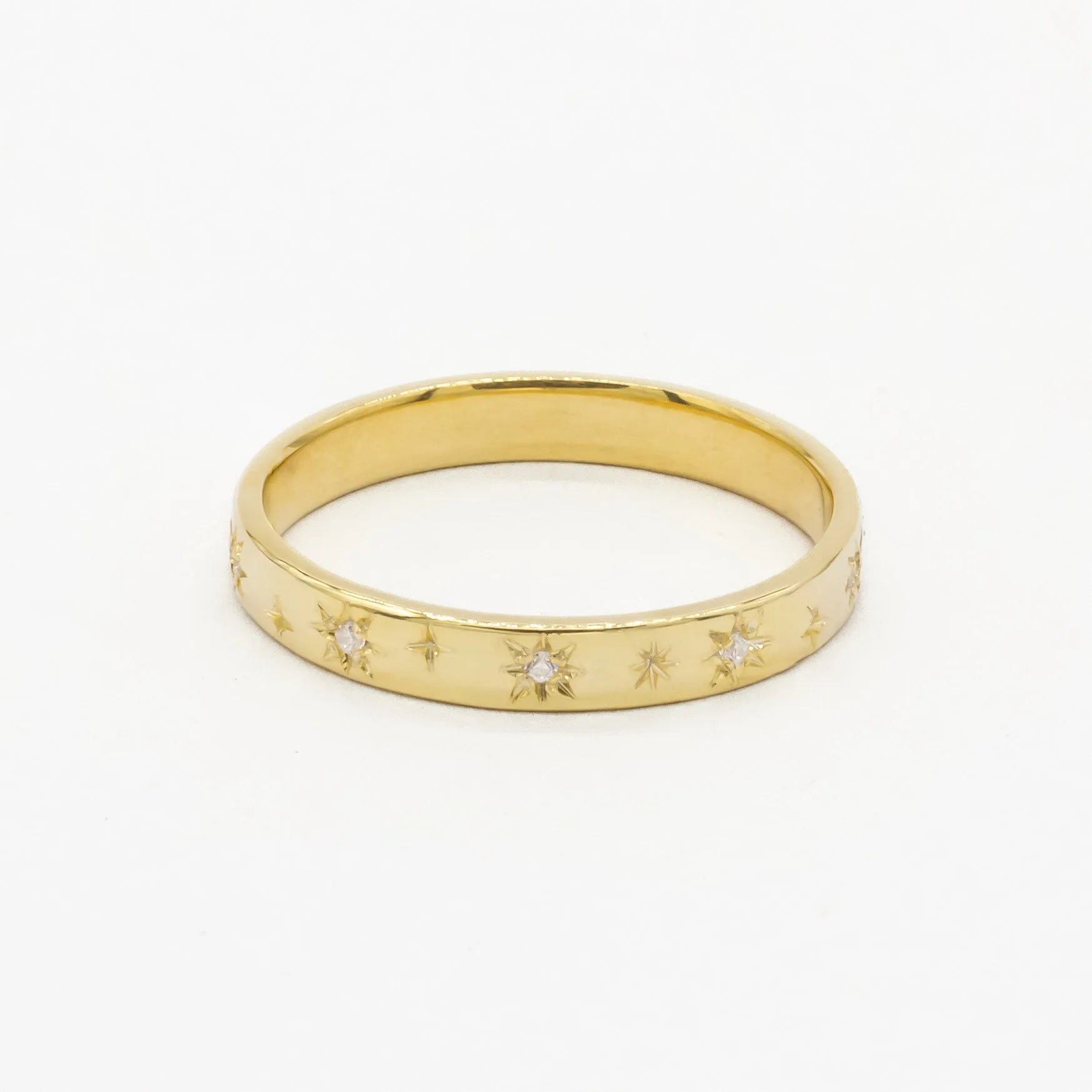 The Star and Diamond Wedding Ring - Flat-Wedding Ring-Wild Fawn Jewellery