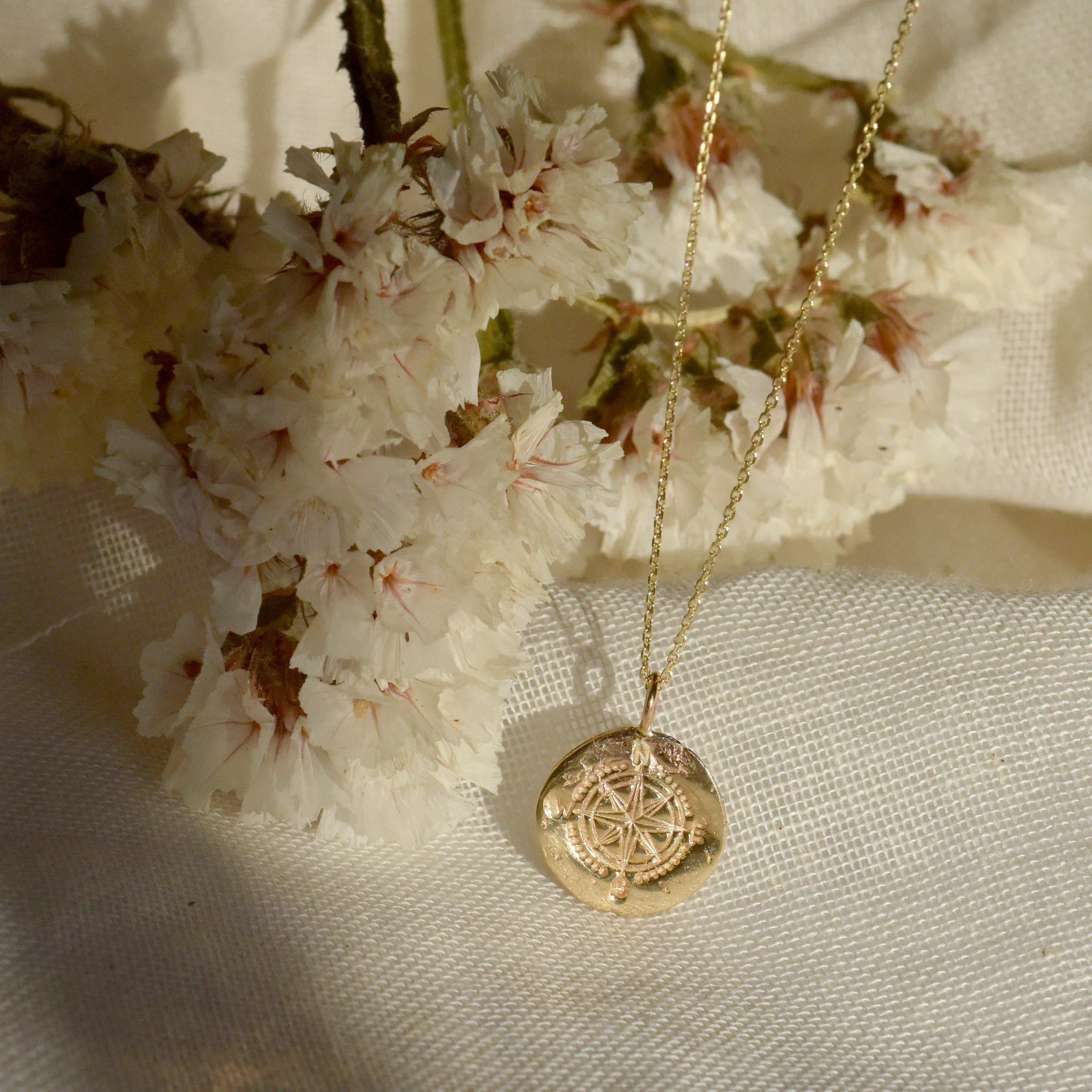 9ct Gold Personalised Wanderlust Compass Pendant Necklace