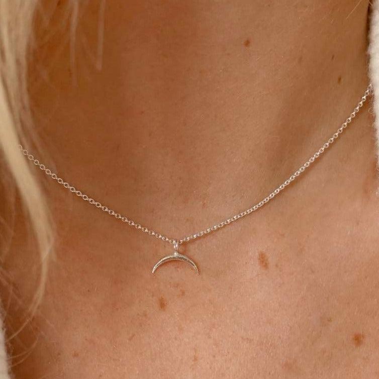 Silver Dainty Eclipse Pendant Necklace