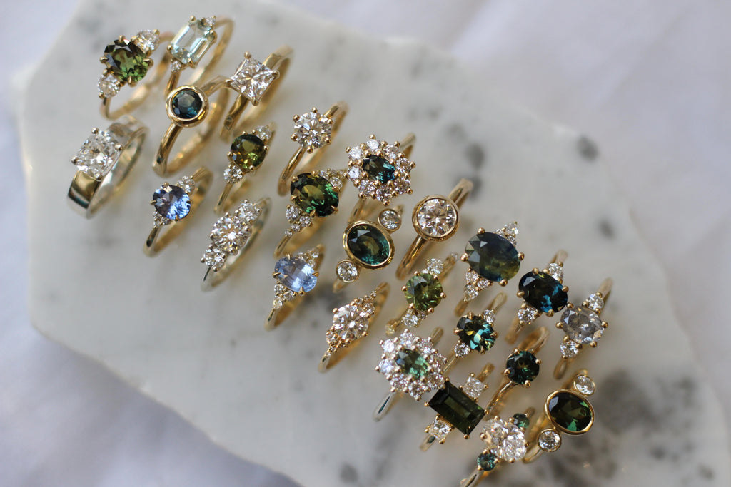 Black Gold Emerald Sapphire Matching His and His Wedding Bands - Vidar  Jewelry - Unique Custom Engagement And Wedding Rings
