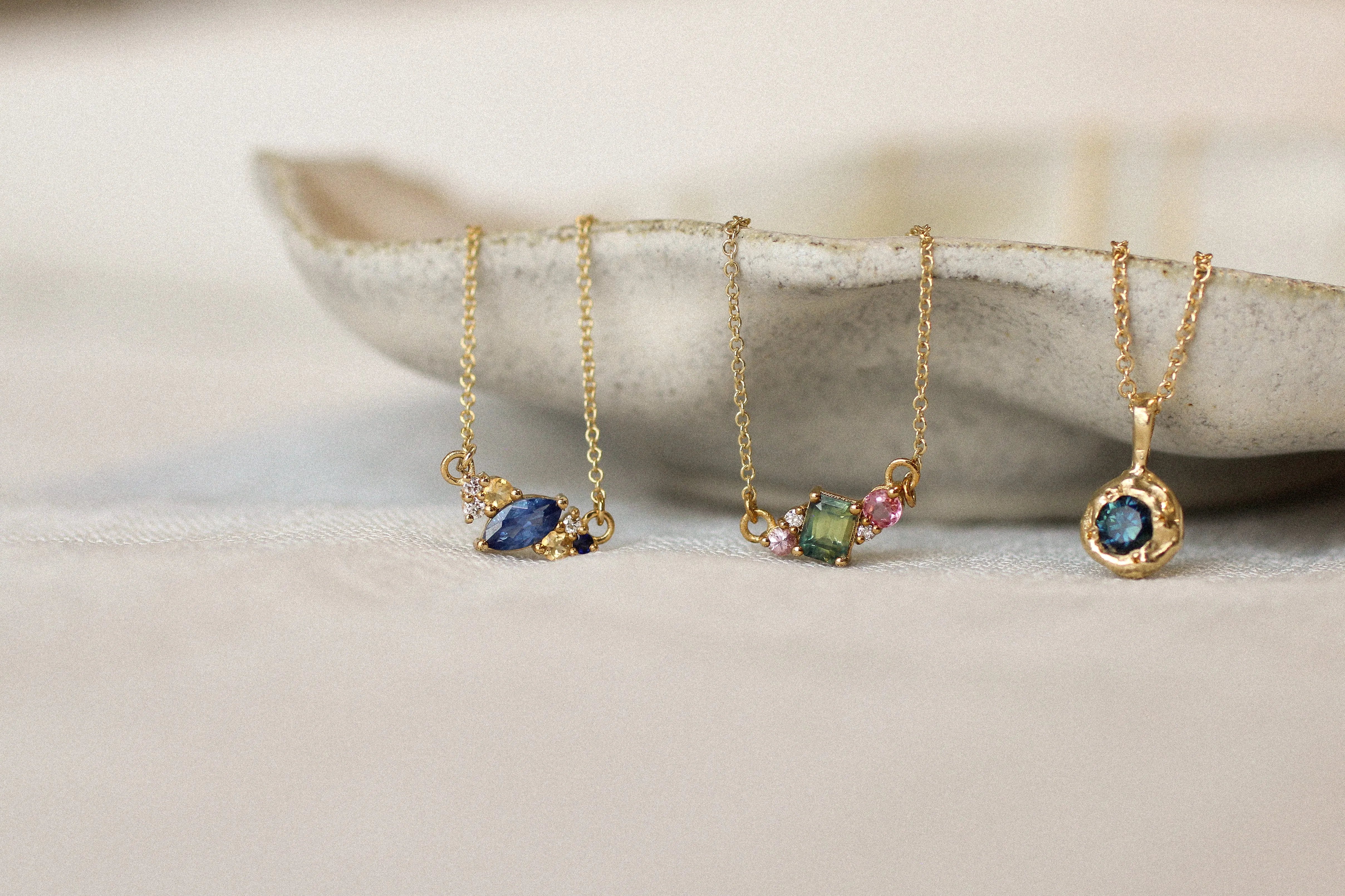 Sapphire & Diamond Cluster Necklaces-Wild Fawn Jewellery