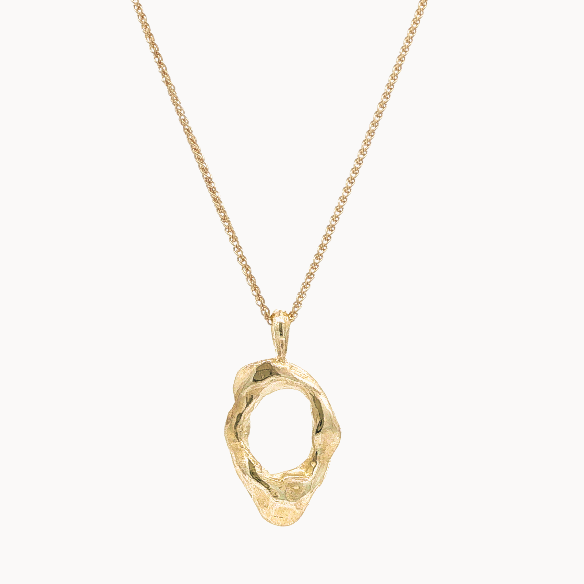 9ct Gold Molten Oval Necklace-Necklaces-Wild Fawn Jewellery