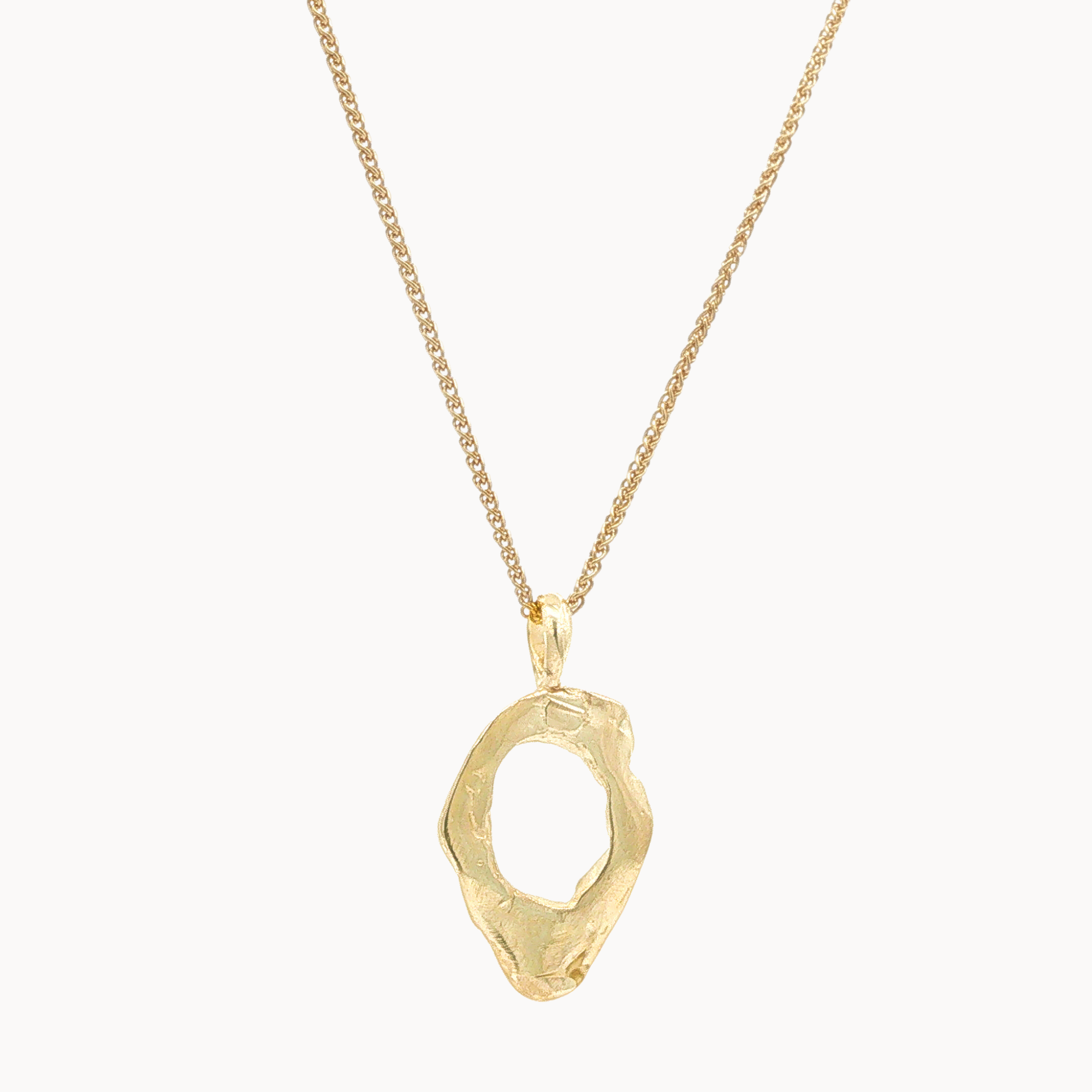9ct Gold Molten Oval Necklace-Necklaces-Wild Fawn Jewellery