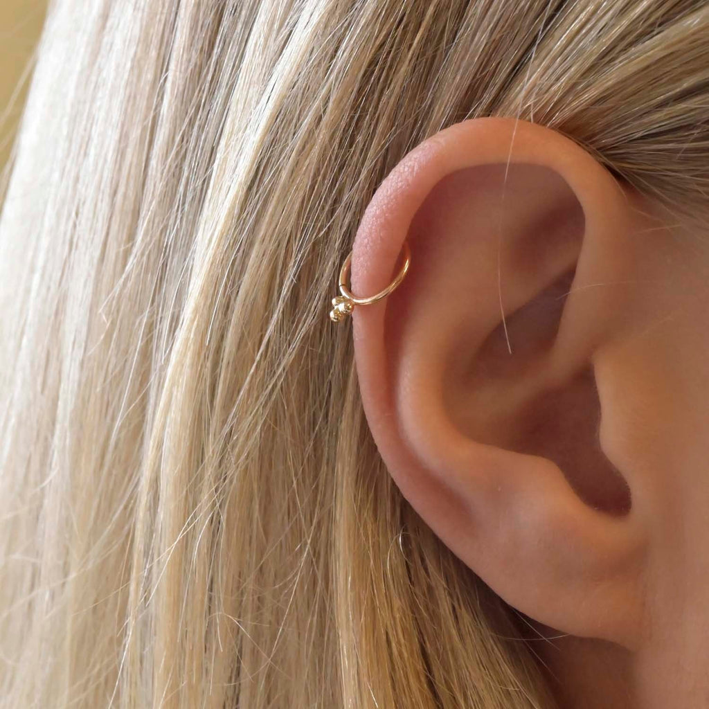 18ct Gold Ornate Cartilage Helix Hoop Earrings