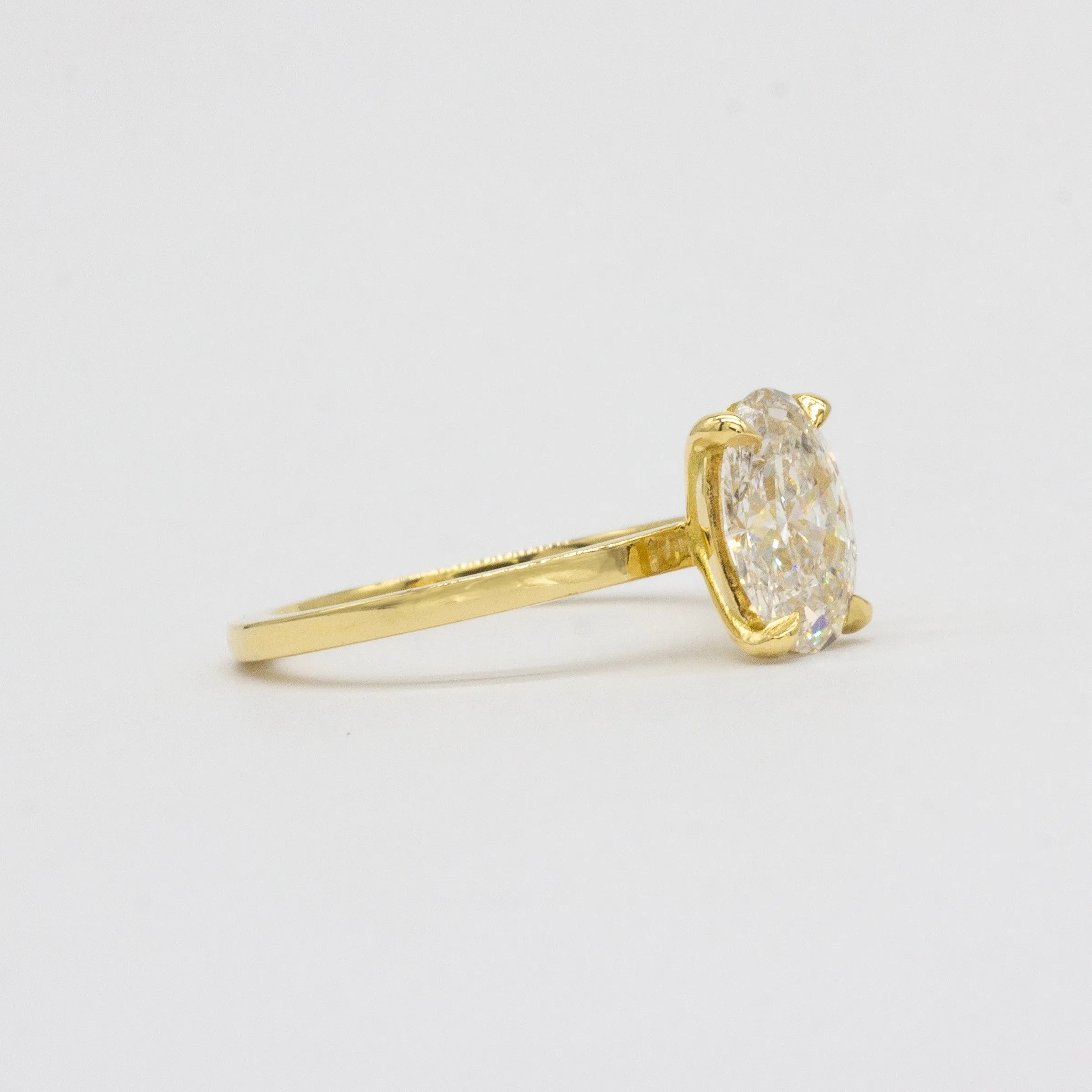 18ct Yellow Gold Solitaire Wed-Fit Diamond Engagement Ring