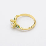 Asymmetric Diamond Engagement Ring with Scattered Diamonds and Sapphires-Engagement Rings-Wild Fawn Jewellery
