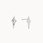 Pair of silver star-shaped stud earrings on a white background