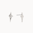 Pair of silver star-shaped stud earrings on a white background