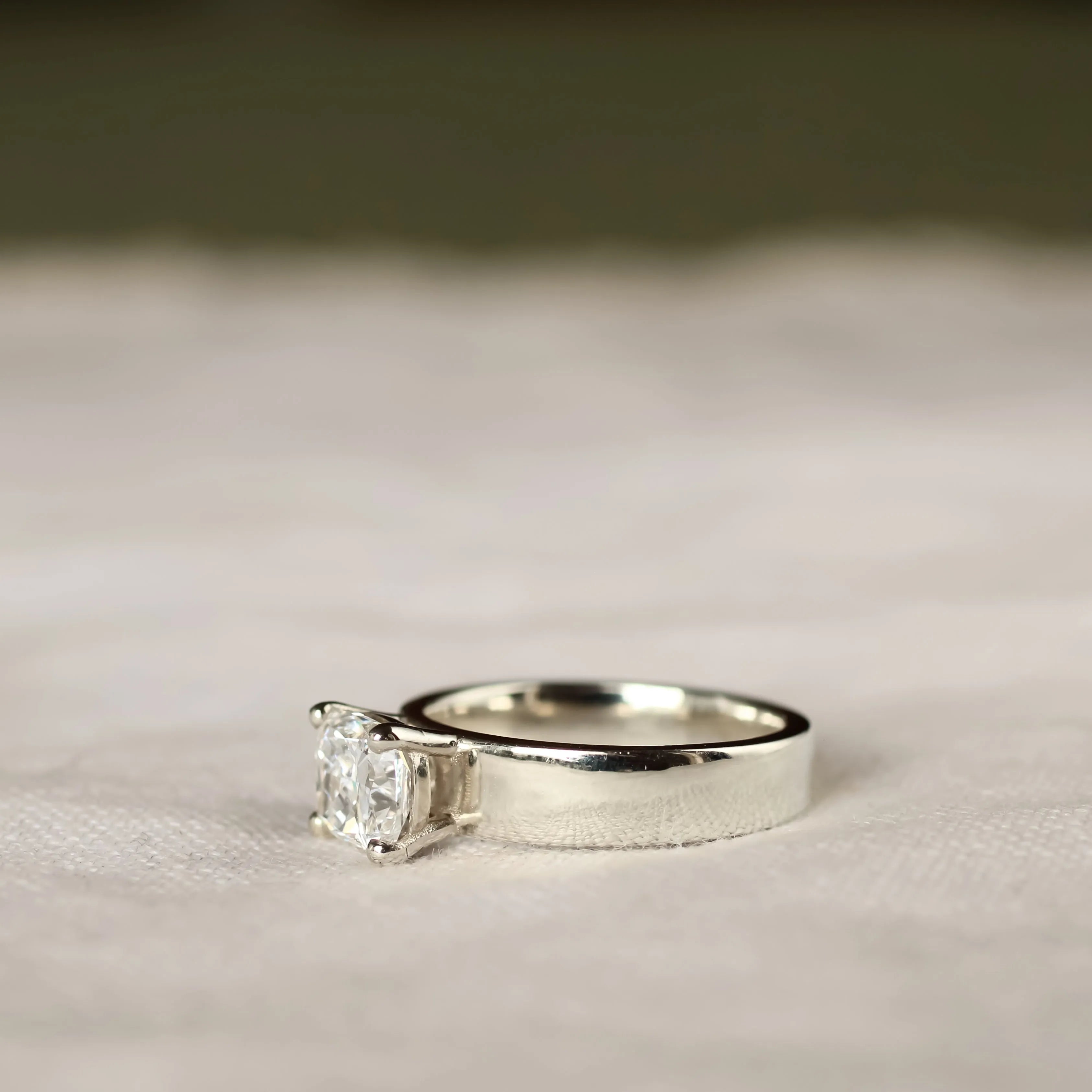 Wide Band Cushion Cut Diamond Engagement Ring 9ct Gold Wild Fawn wide-band-cushion-cut-diamond-engagement-ring-9ct-gold-wild-fawn