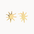 Gold sun-shaped stud earrings on a white background